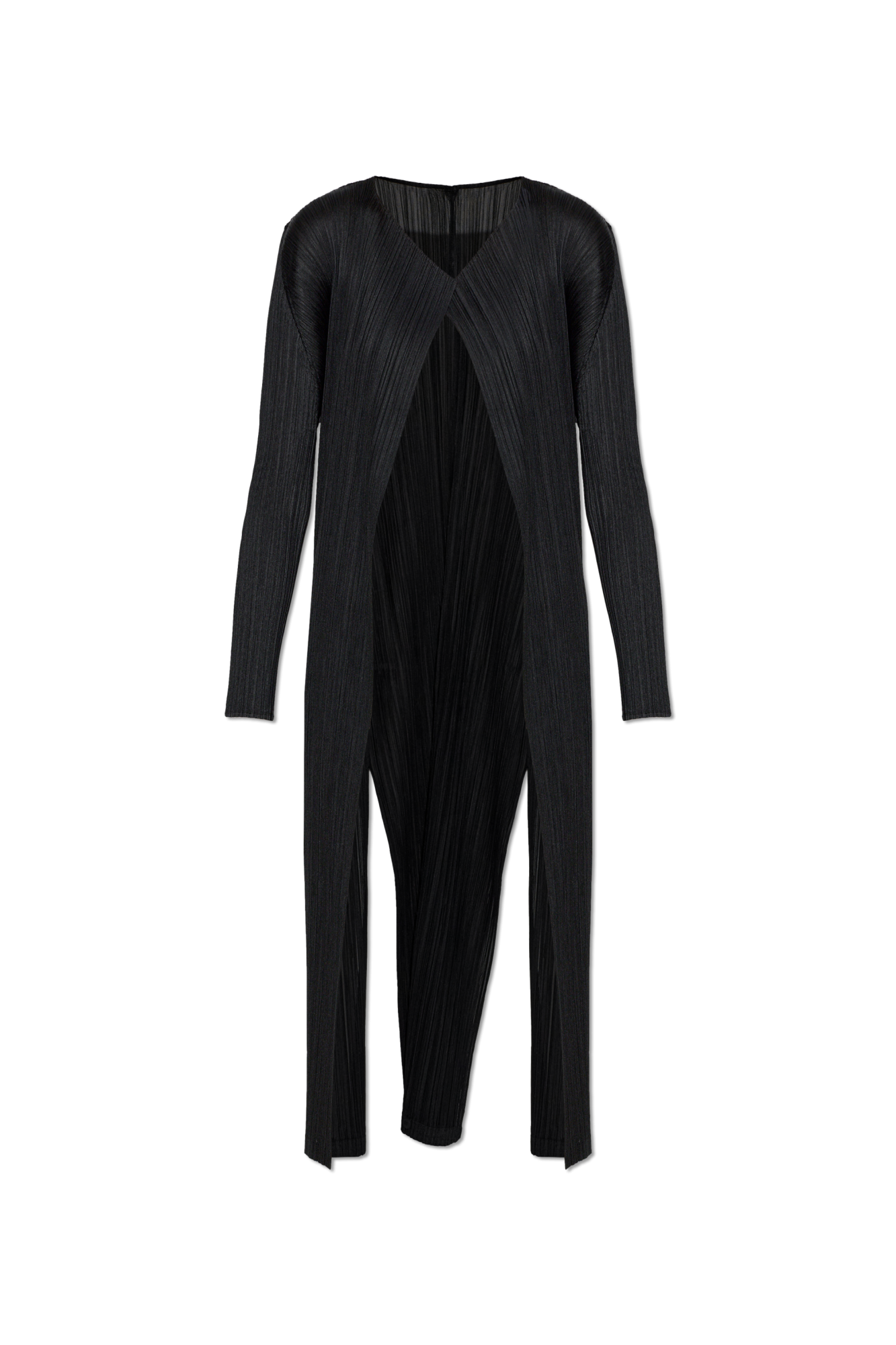 Pleats Please Issey Miyake Pleated cardigan with side slits